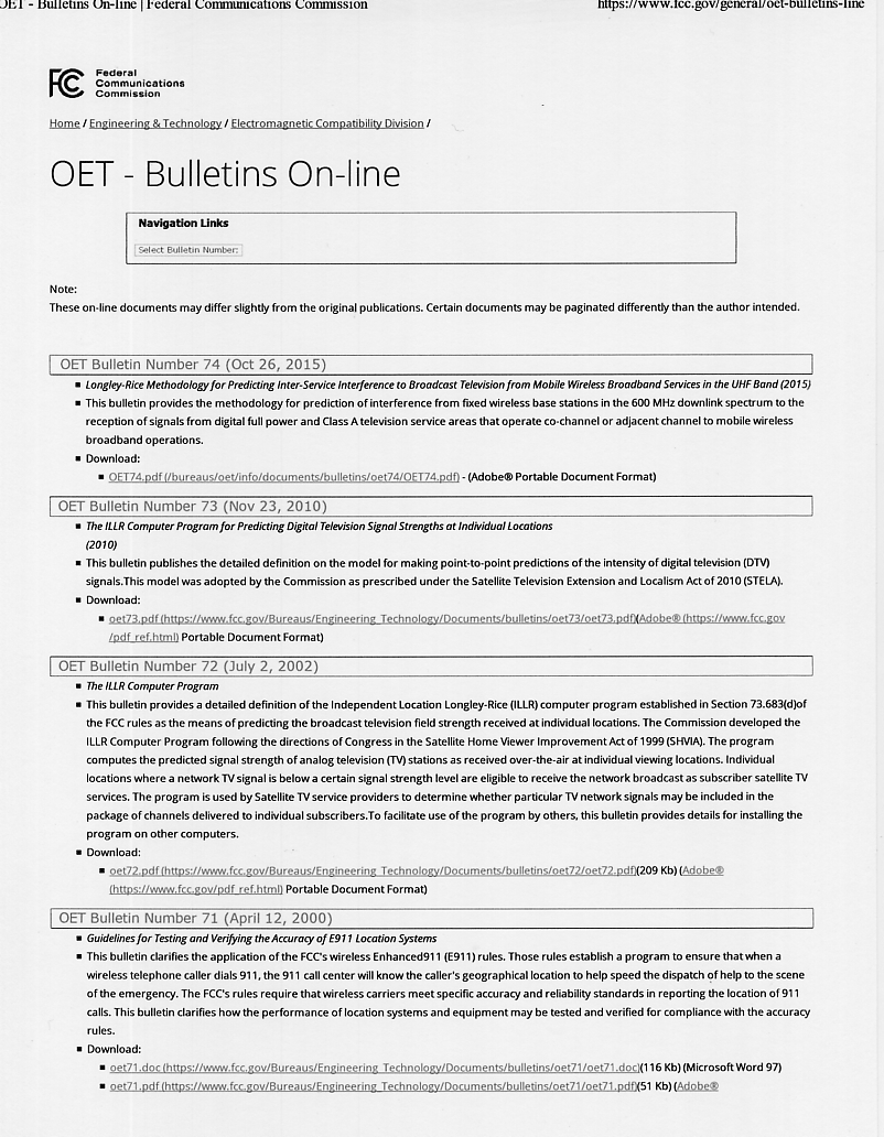 06. FCC-OET Bulletins On-line